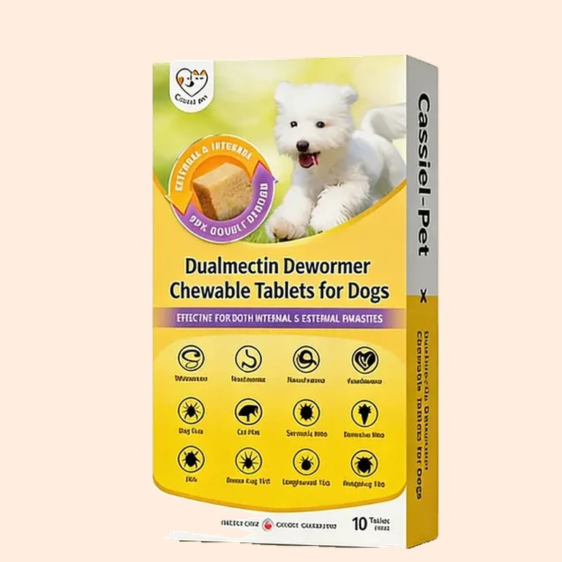 Cassiel Pet Natural Dog Parasite Support Chews Herbal Dualmectin Deworming Treats Chicken Flavor for Digestive Skin Health Immune Support Easy Feed