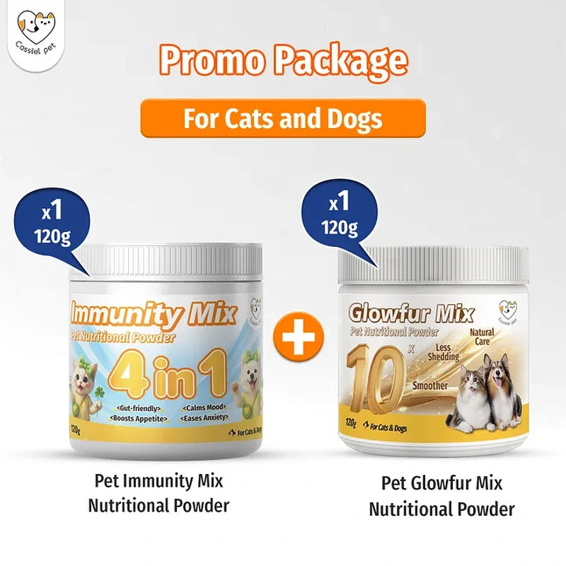 Cassiel Pet Immunity Mix and Glowfur Mix powder bundle