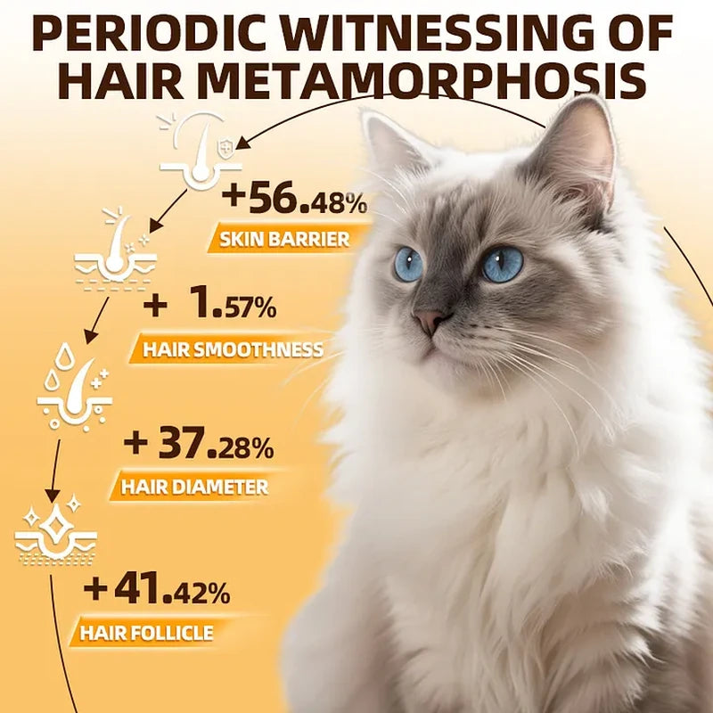 Cassiel Pet cat coat improvement data for skin barrier smoothness diameter and follicles