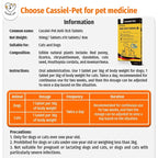 Cassiel Pet ingredients directions and weight-based dosage chart