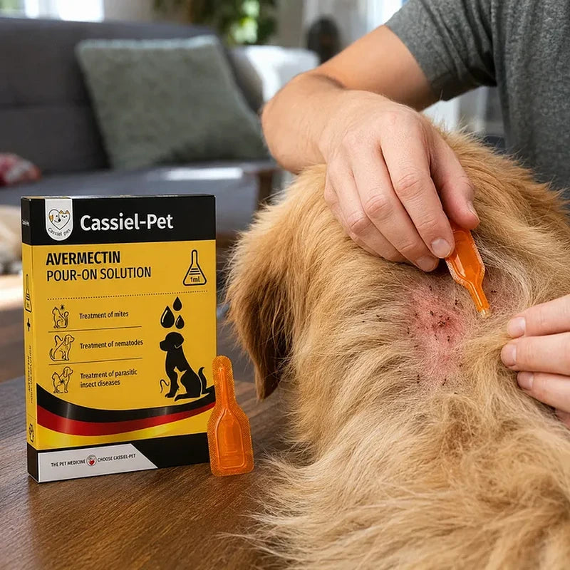 Cassiel Pet spot-on application to a dog