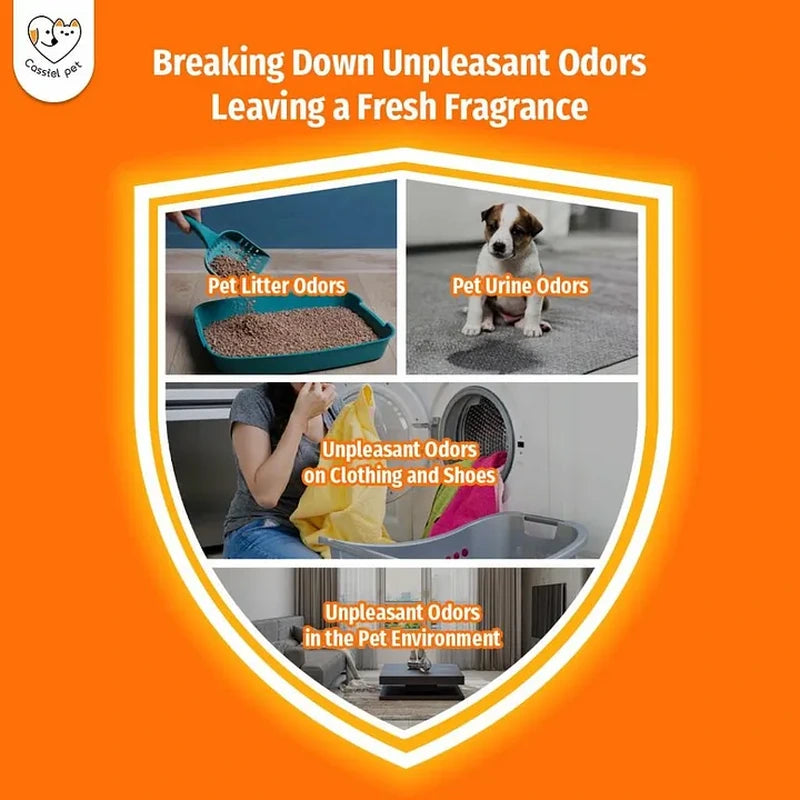 Cassiel Pet bio-enzyme odor breakdown illustration