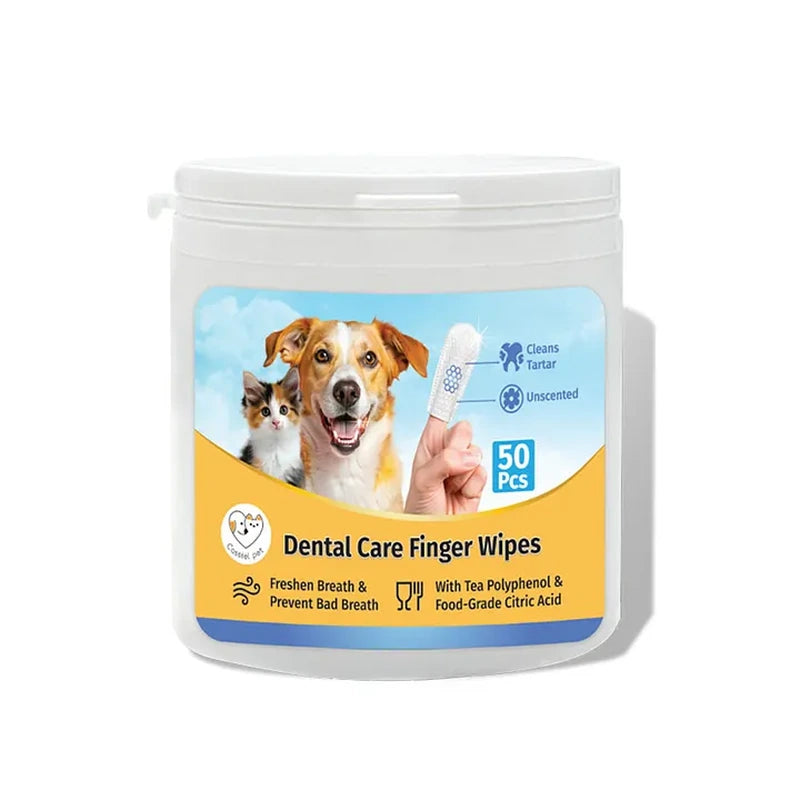 Cassiel Pet 50-count dental finger wipes tub