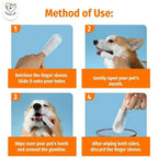 Cassiel Pet four-step directions for dog dental finger wipes
