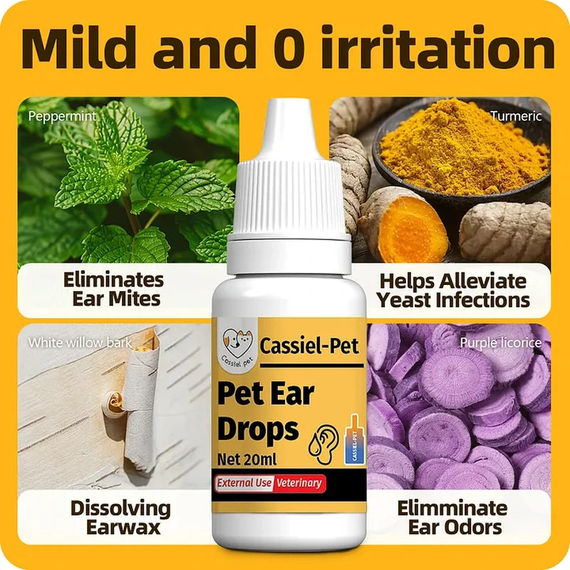 Cassiel Pet mint turmeric and botanical ear-care ingredients