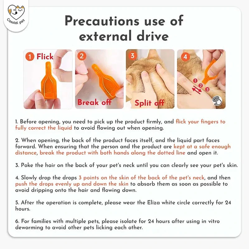 Cassiel Pet ampoule opening and topical application precautions