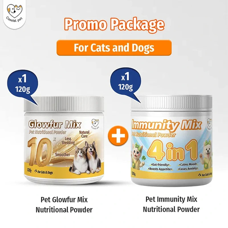 Cassiel Pet Glowfur Mix and Immunity Mix powder bundle