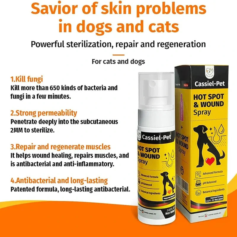 Cassiel Pet botanical skin spray sterilization repair and regeneration claims