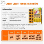 Cassiel Pet ingredients usage and weight-based dosage chart