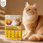 Cassiel Pet orange cat beside Dualmectin cat dewormer box
