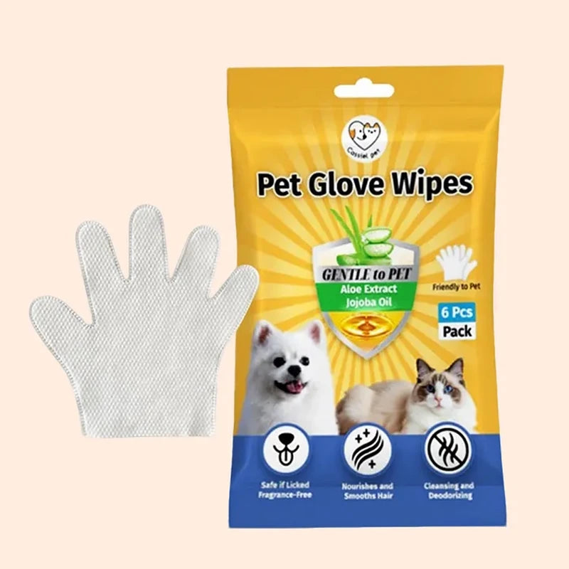 Cassiel Pet six-pack no-rinse pet glove wipes main image