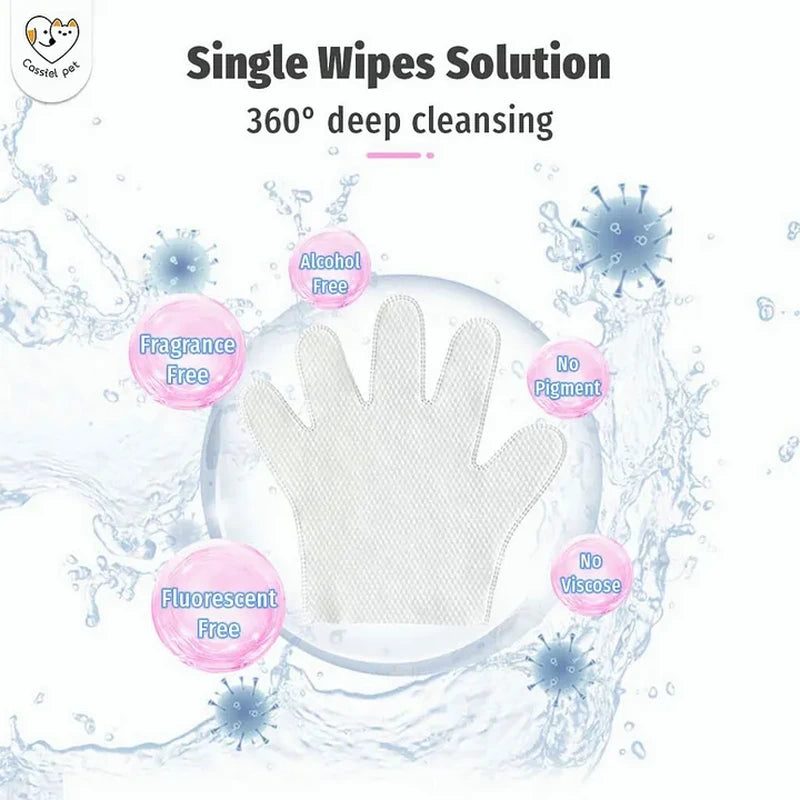 Cassiel Pet single-wipe 360-degree cleaning illustration