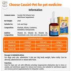 Cassiel Pet ingredients directions and dog and cat dosage chart